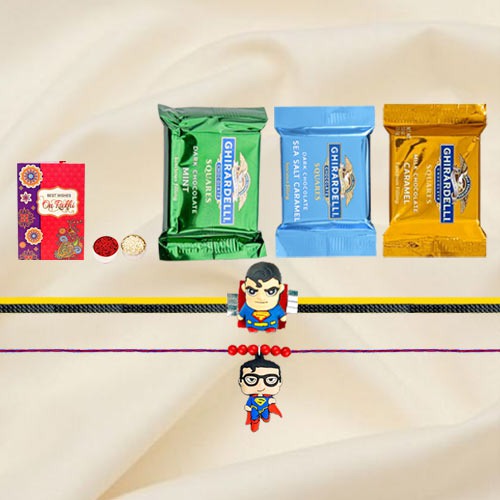 Kids SuperMan Rakhi N Ghiradelli Bites to Cooch Behar