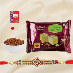 OM Rakhi for Soan Papdi n Almonds Bliss to Canada-rakhi-sweets.asp