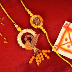 Couple Rakhi Lumba in Yellow Beads to Rakhi-to-canada.asp