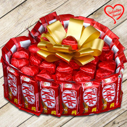 Finest Heart Shape Bouquet of Nestle Kitkat with Handmade Chocolates