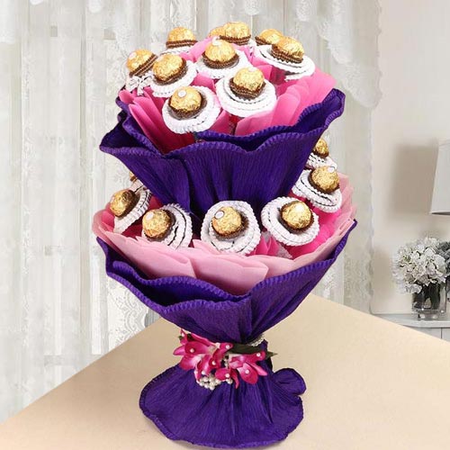 Wonderful Double Tier Ferrero Rocher Chocolate Bou... to Sivaganga