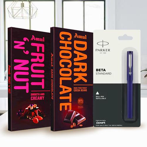 Exclusive Parker Pen with Amul Chocolates to Nipani