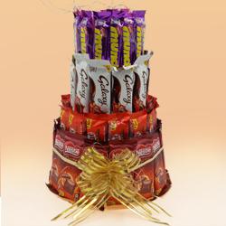 Magical 4 Layer Tower Arrangement of Assorted Chocolates to Lakshadweep