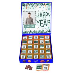 Luscious Personalized New Year Chocolates Box to India