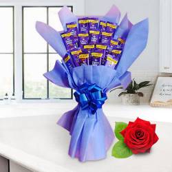 Tasty Cadbury Dairy Milk Chocolate Bouquet with Free Single Red Rose