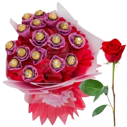 Wonderful Bouquet of Ferrero Rochher Chocolate with Free Single Red Rose