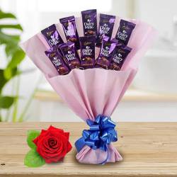 Marvelous Bouquet of Cadbury Dairy Milk Chocolates with Free Single Red Rose