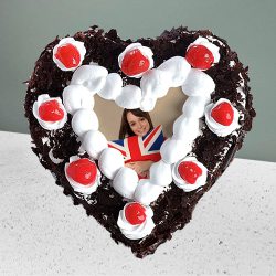 Amazing Heart Shape Black Forest Photo Cake to Sivaganga