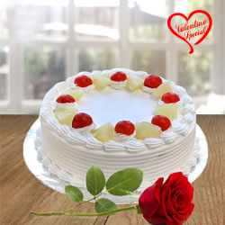 Yummy Vanilla Cake and Charming Red Rose