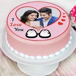 Blissful Propose Day Gift of Personalized Strawberry Photo Cake