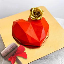 Delectable Red Heart Shape Smash Cake with Rose Fondant and Hammer