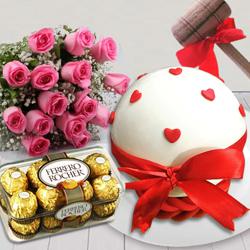 Marvelous Pinata Cake with Rose Bouquet n Ferrero Rocher