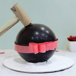 Delectable Chocolate Ball Smash Cake with Hammer