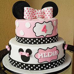 Fluffy Minnie Designed 2 Tier Cake for Kids Party