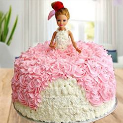 Classy White Forest Barbie Cake for Children