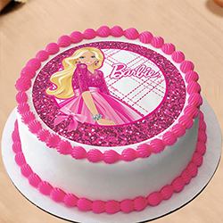 Sugar-Coated Barbie Photo Cake for Kids
