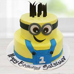 Delicious Birthday Special 2 Tier Minion Cake