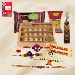 Haldirams Happiness Pack with 1 Set Bhaiya Bhabi Rakhi, 2 Kids Rakhi and Roli Tilak Chawal