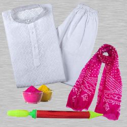 Traditional Chunri Dupatta N Kurta Pajama Gift for Holi