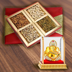 Exceptional Box of Assorted Dry Fruits with Vinayak Idol