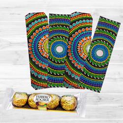 Attractive Dot Mandala Art Bookmarker with Ferrero Rocher to Kollam