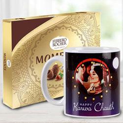 Personalized Photo Coffee Mug N 16 pcs Ferrero Rocher Moments Chocolate on Karwa Chauth