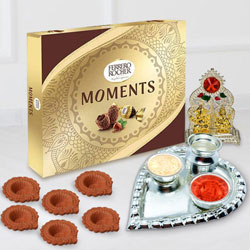 Wonderful Ferrero Rocher Chocolates with Ganesh Mandap, Pooja Thali n Diya