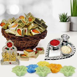 Wonderful Pooja Gift Hamper with Almond Toffees to Diwali-gifts-to-world-wide.asp