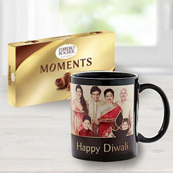 Special Personalized Family Photo Mug with Ferrero Rocher Chocolate on Diwali to Irinjalakuda