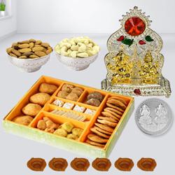 Exclusive Diwali Sweets with Dry Fruits, Snack n Laxmi Ganesh Mandap, Coin n Free Diya to Diwali-gifts-to-world-wide.asp