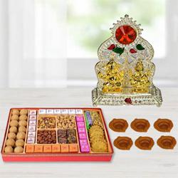 Special Diwali Sweet  N  Dry Fruit Gift with Laxmi Ganesh Mandap n Diya