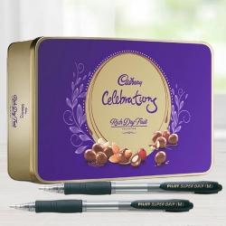 Wonderful Cadbury Dairy Milk Rich Dry Fruit Box N 2pcs Ball Point Pen
