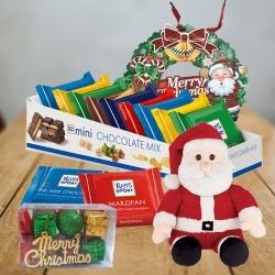 Exclusive Ritter Sport Chocos with Santa Claus Soft Toy N Wreath to Perintalmanna