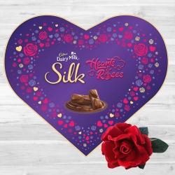 Delectable Cadbury Dairy Milk Silk Heart  N  Roses Gift Box