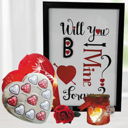 Marvelous Big Photo Frame with Led Lamp n Heart Chocolates