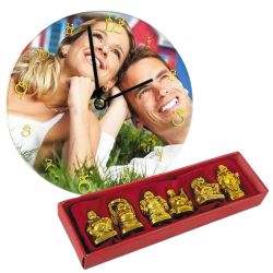 Mesmerizing Personalized Photo Wall Clock with Laughing Buddha