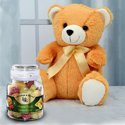 Cute Teddy with Cavendish N Harvey Mixed Fruit Selection