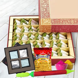 Delectable Sweet N Savory Holi Gift Hamper