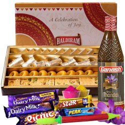 Enticing Holi Assortment of Haldirams Sweets n Cadbury Chocolates