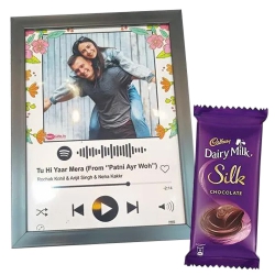 Marvelous Personalized Music Photo Frame with Cadbury Silk to Muvattupuzha