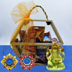 Diwali Special Chocolaty Hamper with Glowing Ganesha N Dot Mandala Diya