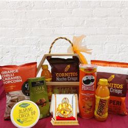 Classic Movie Time Snacks Hamper with Ganesha Idol