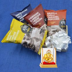 Amazing Gift Basket of Flavored Popcorns with Vighnesh Idol to Nipani
