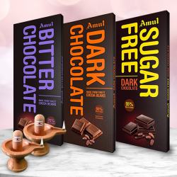 Delectable Amul Dark Chocolate Bars with Earthen Diya