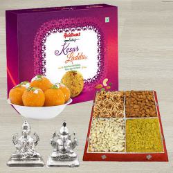 Zesty Dry Fruit Combo with Haldiram Kesar Laddoo n Idol to India