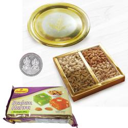 Tasty Haldiram Karachi Halwa n Dry Fruits with Puja Thali