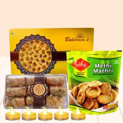 Luscious Diwali Combo of Assorted Sweets, Free LED Tea Light Candles