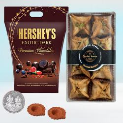 Tasty Hersheys Dark Chocolates with Pyramid Baklawa, Free Coin N Diya