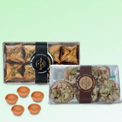 Joyful Diwali Gift of Pyramid n Tart Baklawa, Matka Diya