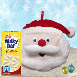 Lovely Christmas Gift for Kids of Santa Emoji Cushion n Milky Bar